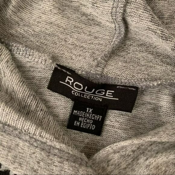 Rouge collection women’s gray lightweight hooded shirt with ruched sided blessed - Picture 2 of 6